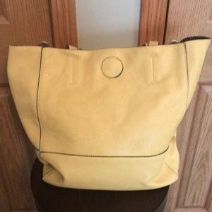 Yellow leather hand bag